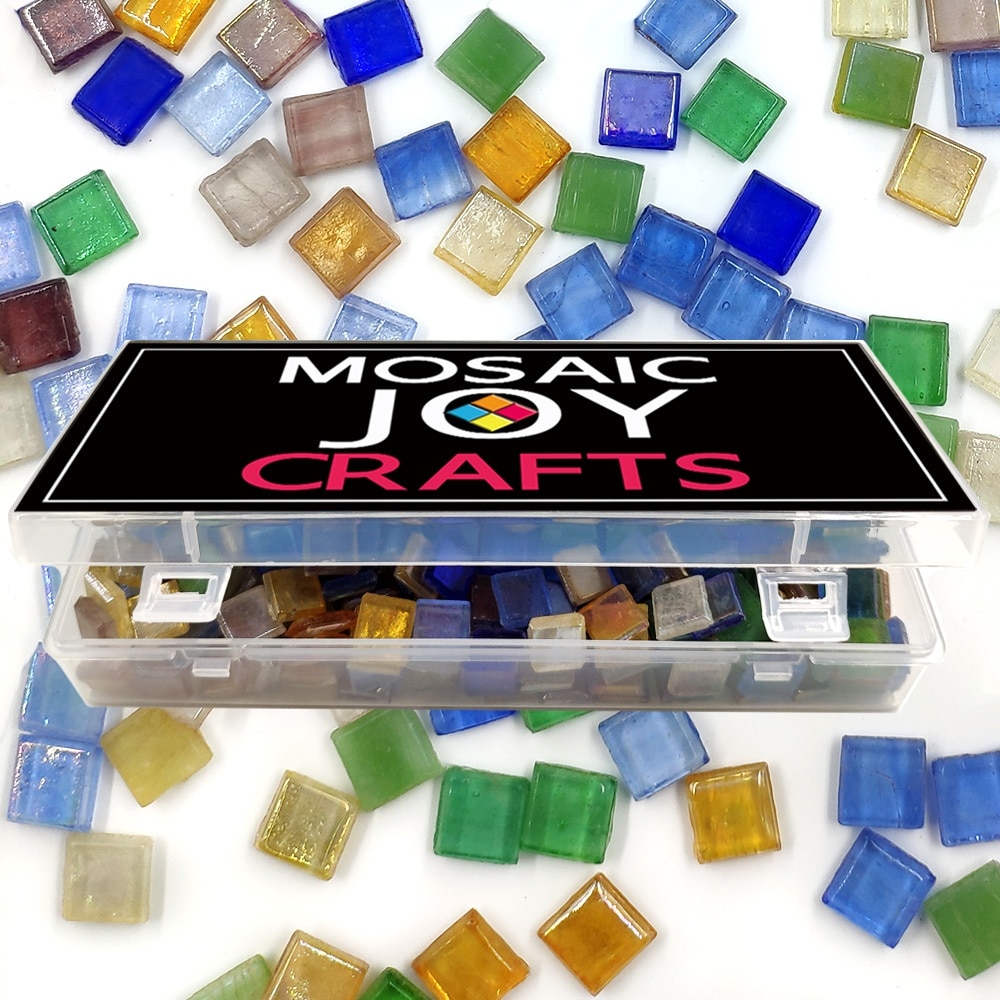 150g assorterede 10 farver firkantet farvet glasmosaik gennemsigtige fliser til diy håndværk forsyninger mosaik bulk hobby