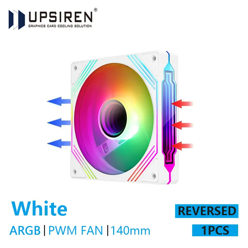 UPSIREN PF-14 PRISM 4PRO ventilateur de châssis d'ordinateur 14 cm ARGB 4 broches PWM ventilateur de refroidissement silencieux 12 V grand Volume d'air 61,5 CFM/650-1800 tr/min: Or