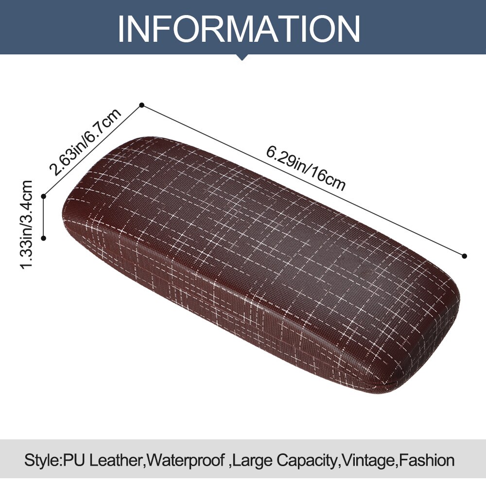 Étui à lunettes en cuir unisexe, à monture rigide, étanche, Portable, boîte à lunettes de lecture, couleur unie, 1 pièce: coffee-B