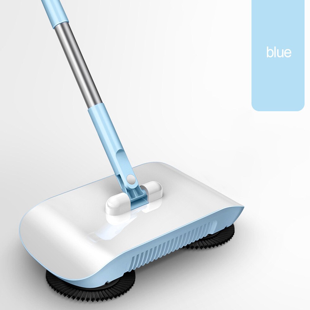 Stainless Steel Sweeping Machine Hand Push Broom Dustpan Automatic Sweeper 360° Rotatable Handle Household Cleaning + Mop