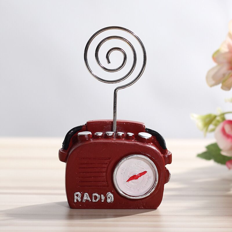 Minkys vintage resin telefon radio foto memo clip holder bord kortholder dekorative ornamenter skole papirvarer: Rød