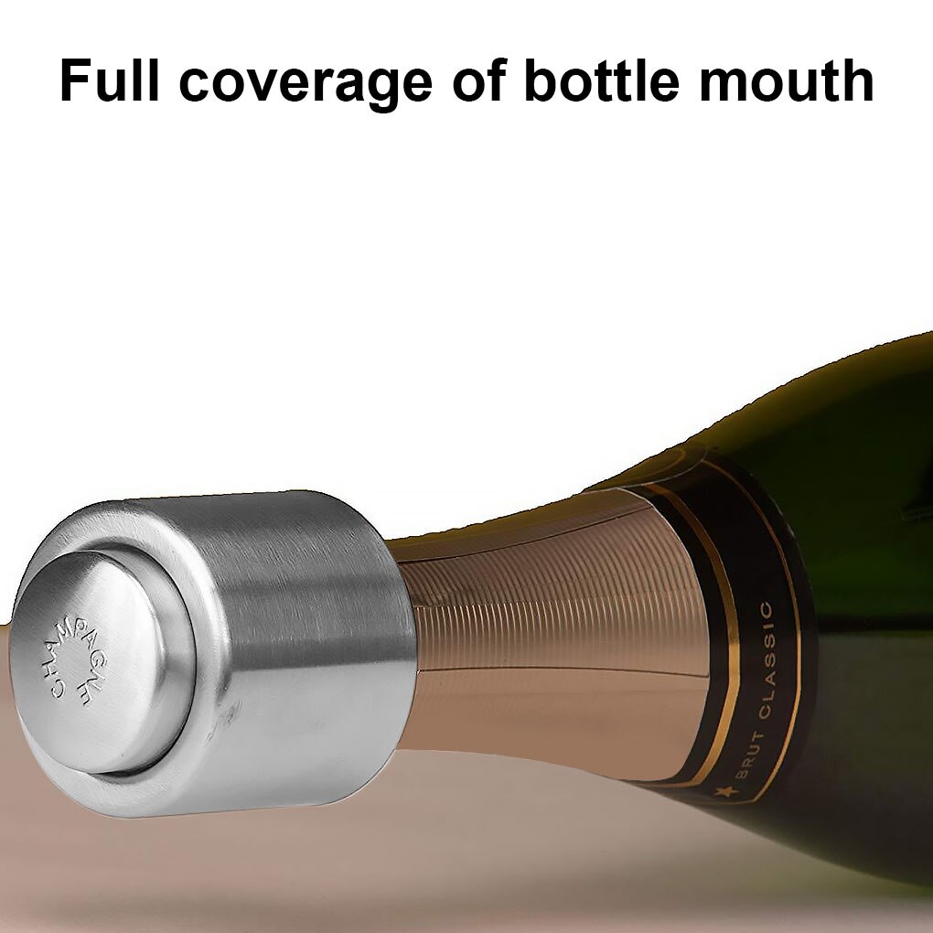 Wine Bottle Stopper Stainless Steel Fresh Keeping Champagne Sealer Resealable Leak-Proof Cap Champagne Stopper Red Wine Stopper