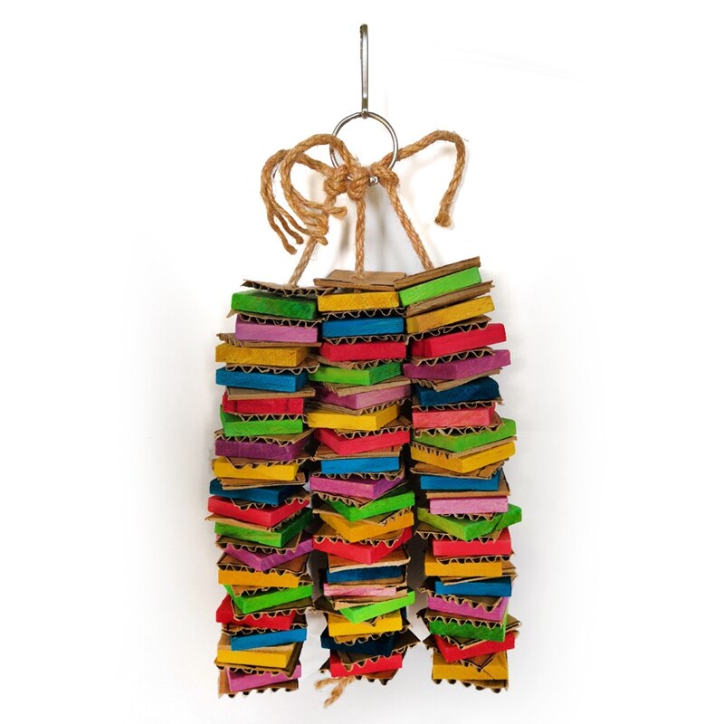 Juguetes de loros para pájaros, juguetes de cartón para pájaros grandes, juguetes africanos grises para loros, juguete Natural para masticar con jaula de pájaros de madera y Clip