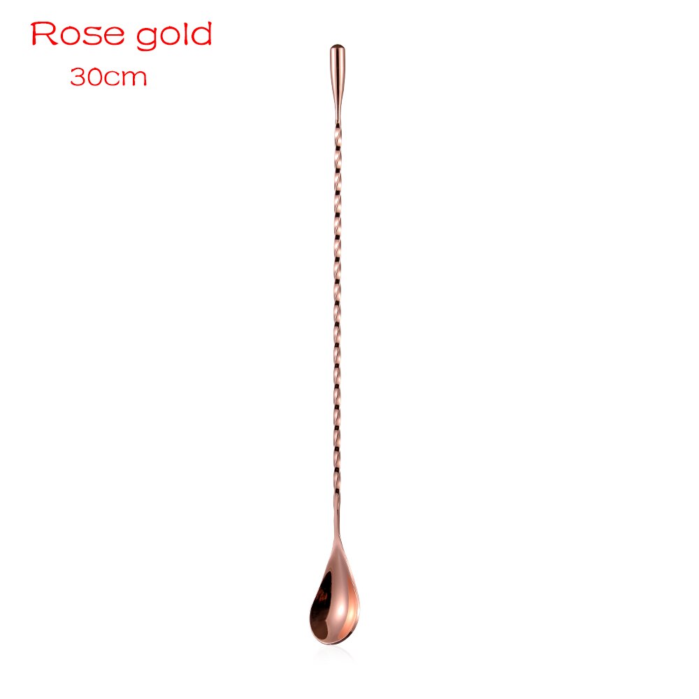 1PC Stainless Steel Stirring Cocktail Spoons Spiral Teadrop Spoon Bartender Tools Eco-Friendly Kitchen Supplies Accessories: 30cm rose gold