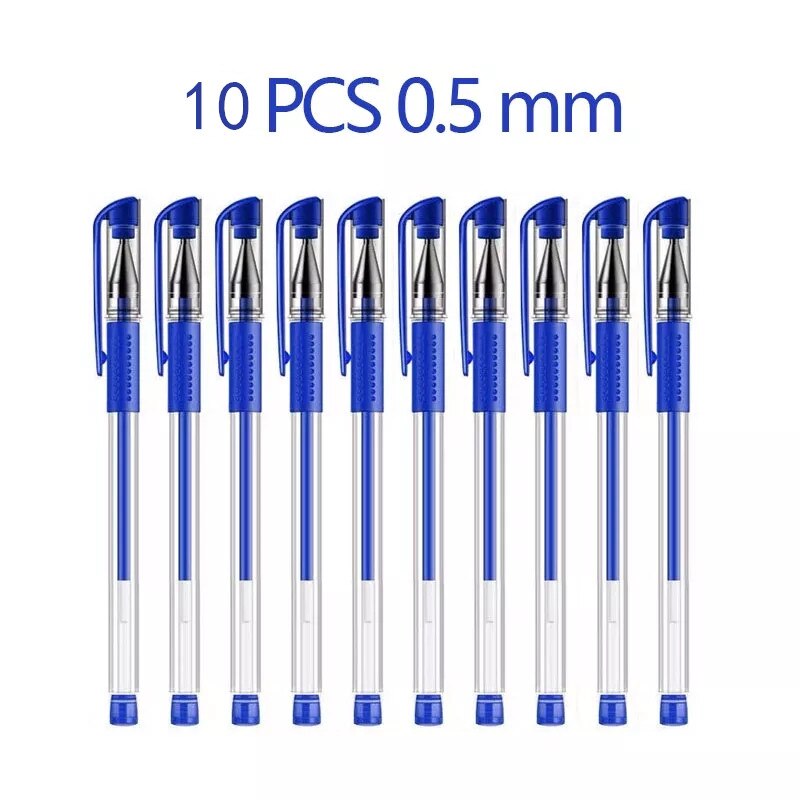 50 units / batch 0.5mm blue gel pens, gel pens and rechargeable stationery, office and school supplies, pencil boxes: 10pcs blue