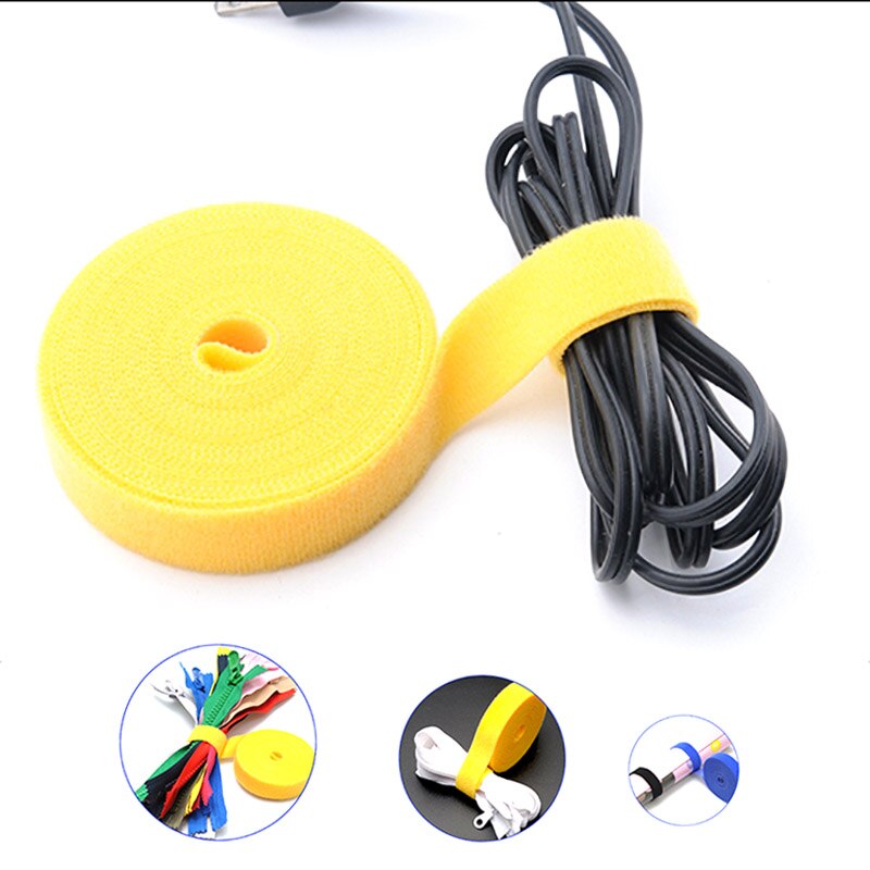 5 metros de Nylon velcro adhesivo con Cinta ajustable magia ganchos Lazos de Cable Clip de lazos Línea alámbrica acabado Velcroing Correa adhesiva cinta
