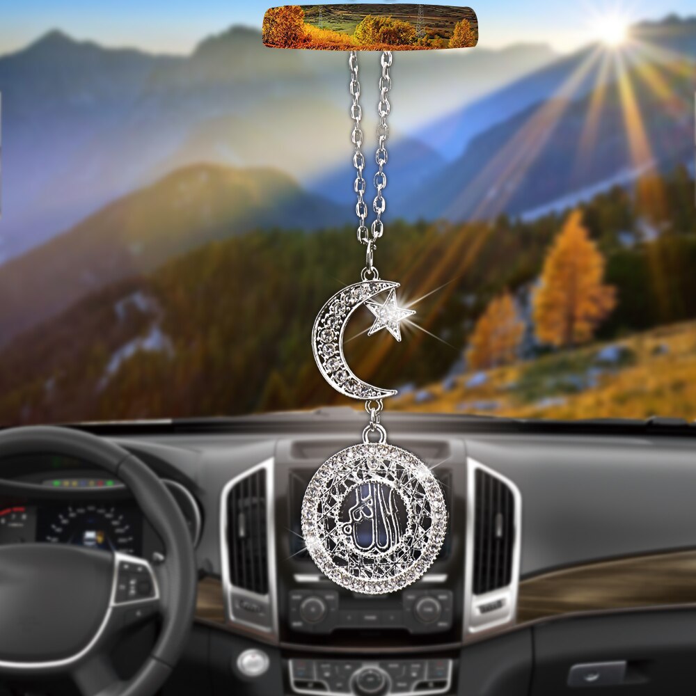 Coche colgante adornos colgando de la luna-Alá Auto Interior trasero espejo decoración pendientes Trim Auto ornamento colgante