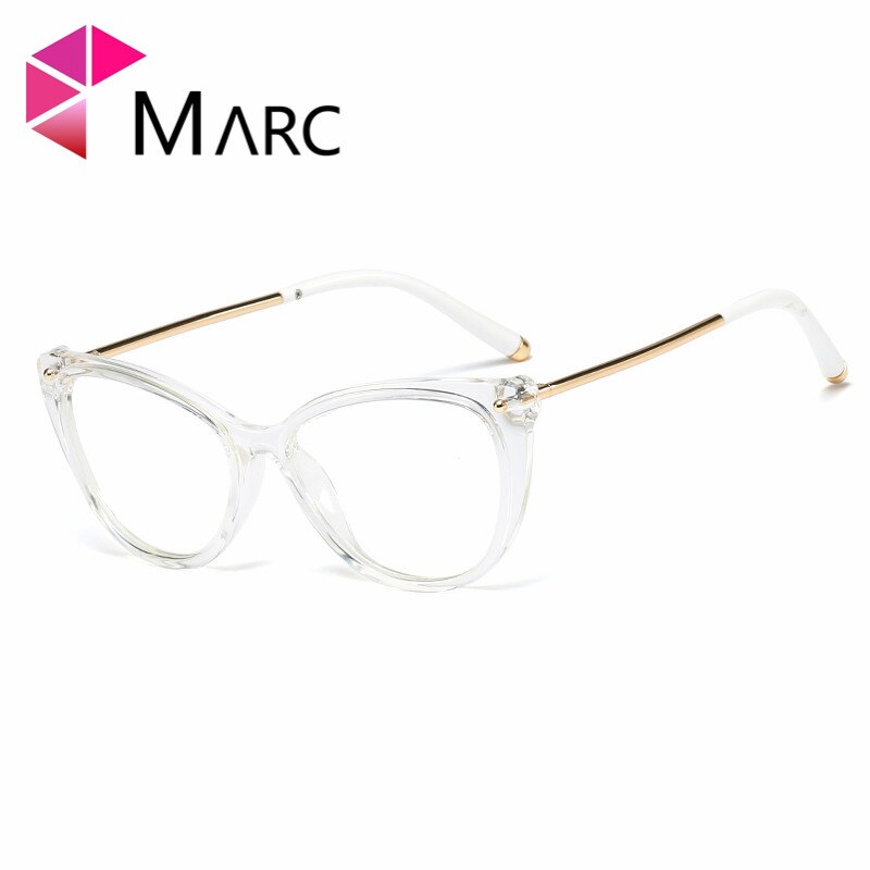 Marc damer kattøyebriller rammer for kvinner merkeblå retro retro optiske røde briller trend 95231