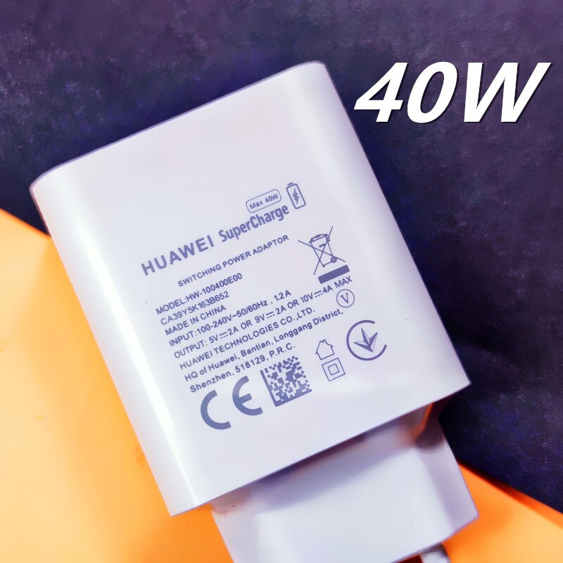 Huawei P40 Lite Lader 40W Supercharge Originele 10V4A Fast Charger Adapter Voor Huawei P40 Pro Mate 30 20 Pro nova 5T 5 Honor 20