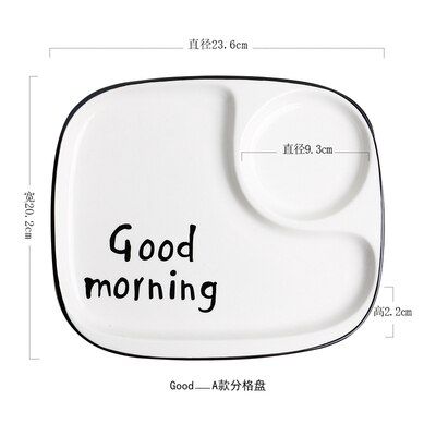 Ensemble de petit déjeuner en porcelaine, tasse à lait, grille divisée, pâtes, assiette à Dessert, bol de petit déjeuner, couvercle en bois, tasse d'eau, vaisselle: I