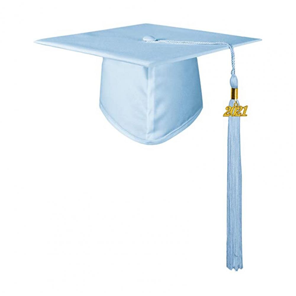 Afstuderen Hoed Unisex Decoratieve Polyester Volwassen Afstuderen Kwastje Cap Voor Bachelor: Sky Blue