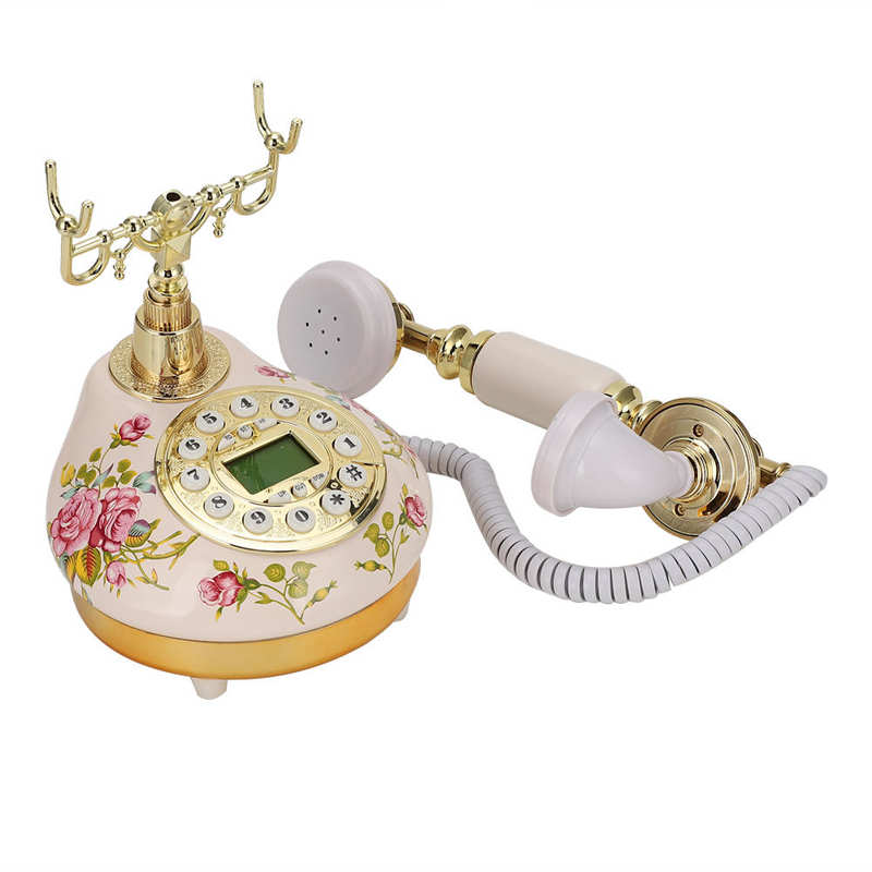 Téléphone rétro Vintage européen en céramique Rose, vieux téléphones avec affichage de l&#39;identification de l&#39;appelant, pour la maison, le bureau, l&#39;hôtel, décoration
