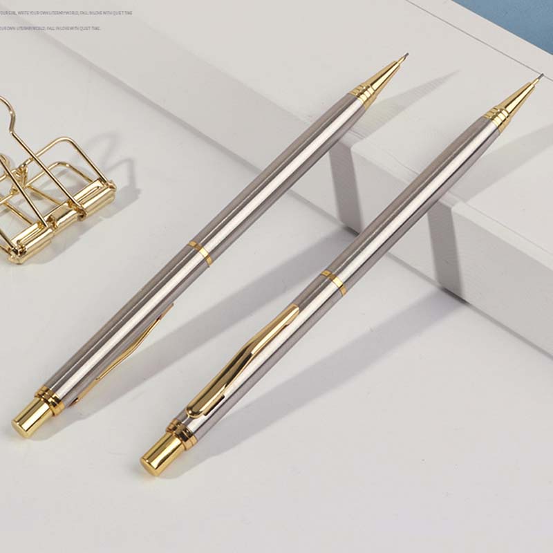 Metall 0.5mm press penna för student automatisk penna kontor skriva studieverktyg