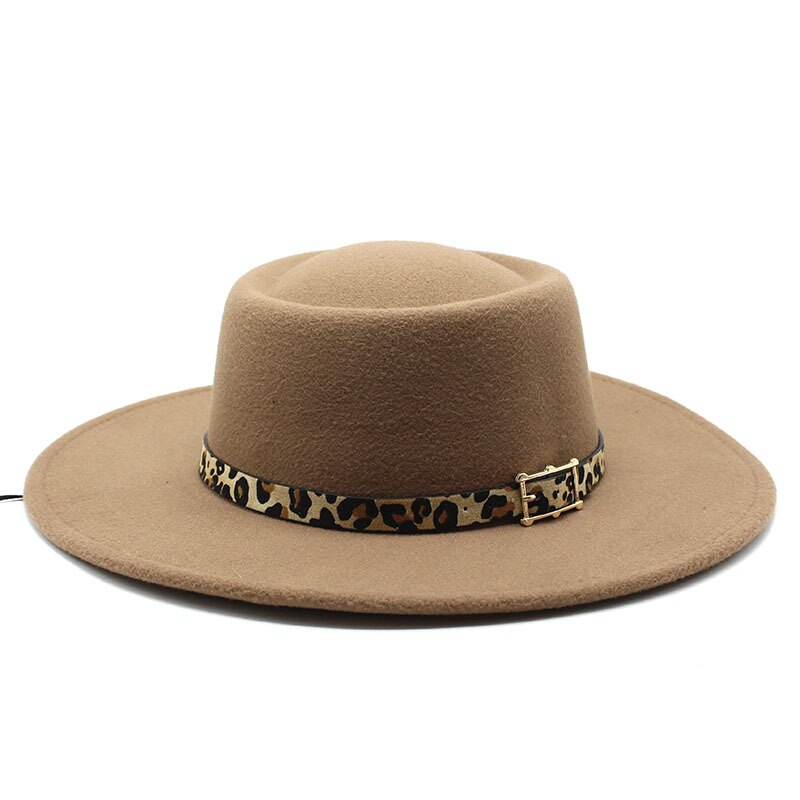 Fedora Hoed Voor Mannen Vrouwen Casual Brede Rand Jazz Hoed Herfst Winter Panama Vilten Hoed Ronde Top Party Formele Hoed: Light brown