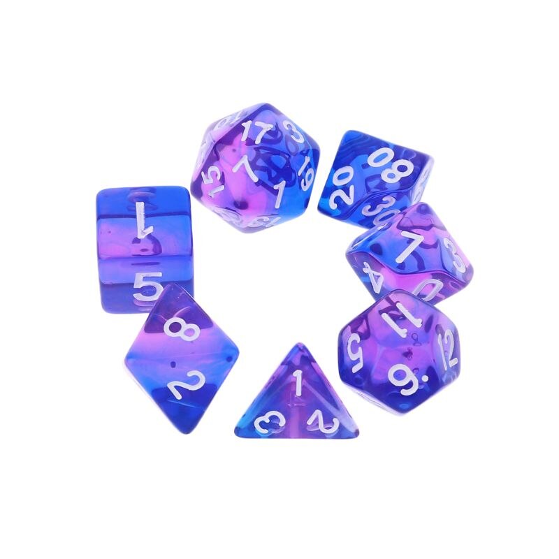 Juego de mesa D4 D6 D8 D10 D12 D20 Dungeons &amp; Dragon D &amp; D RPG Poly, 7 piezas: plum