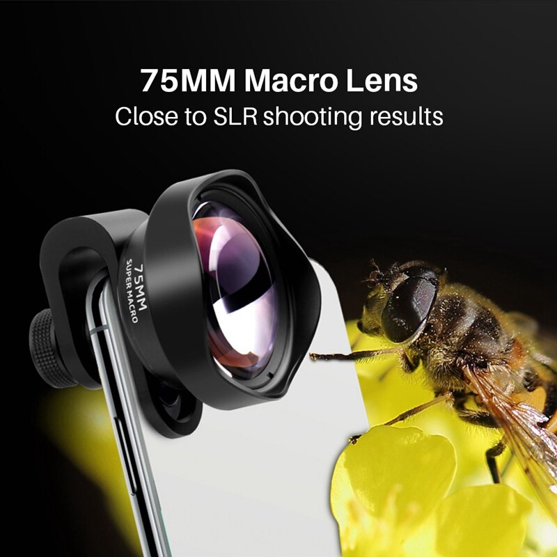 Pholes 75mm móvil Macro lente de la cámara del teléfono lentes Macro para Iphone Xs Max Xr X 8 7 S9 S8 S7 Piexl Clip en 4k Hd lente