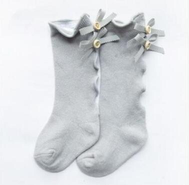 baby girl bow wood ear style baby leg warmers knee high toddler leg warm cotton long tube baby girls lace girl leg warms infant: Gray 1to3year