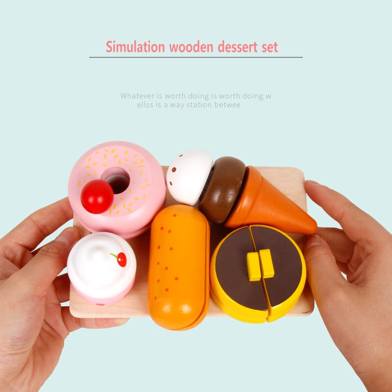 Keuken Set Voor Kinderen Simulatie Dessert Snijden Keuken Speelgoed Kinderen Houten Miniatuur Nep Houten Voedsel