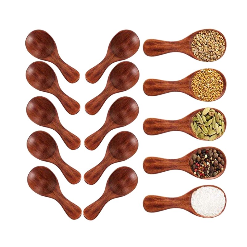 30 Pack Wooden Salt Spoon Mini Wood Spoon with Short Handle,Perfect for Jam,Condiments, Seasoning,Honey,Coffee,Tea: Default Title