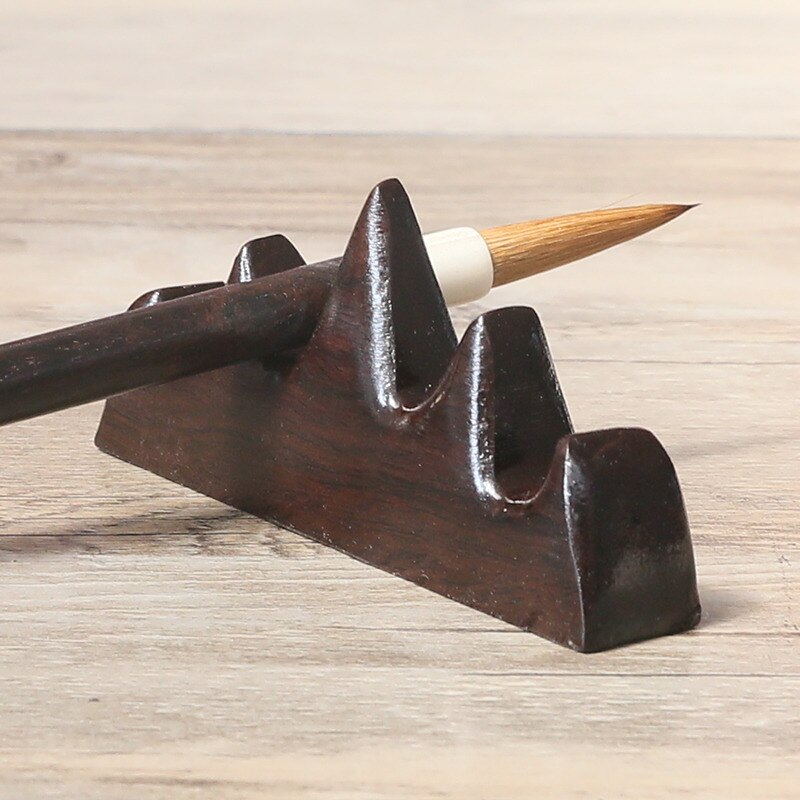 Chinese Kalligrafie Schilderij Borstel Houder Rack Studie Schat Zwart Catalpa Hout Penhouder Schrijven Praktische Studie Pen Rest