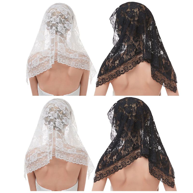 Frauen Kurze Hochzeit Schleier Zart häkeln Blumen- Spitze Jacquard überbacken trimmen Braut Schleier Gesicht Abdeckung Kein Kamm
