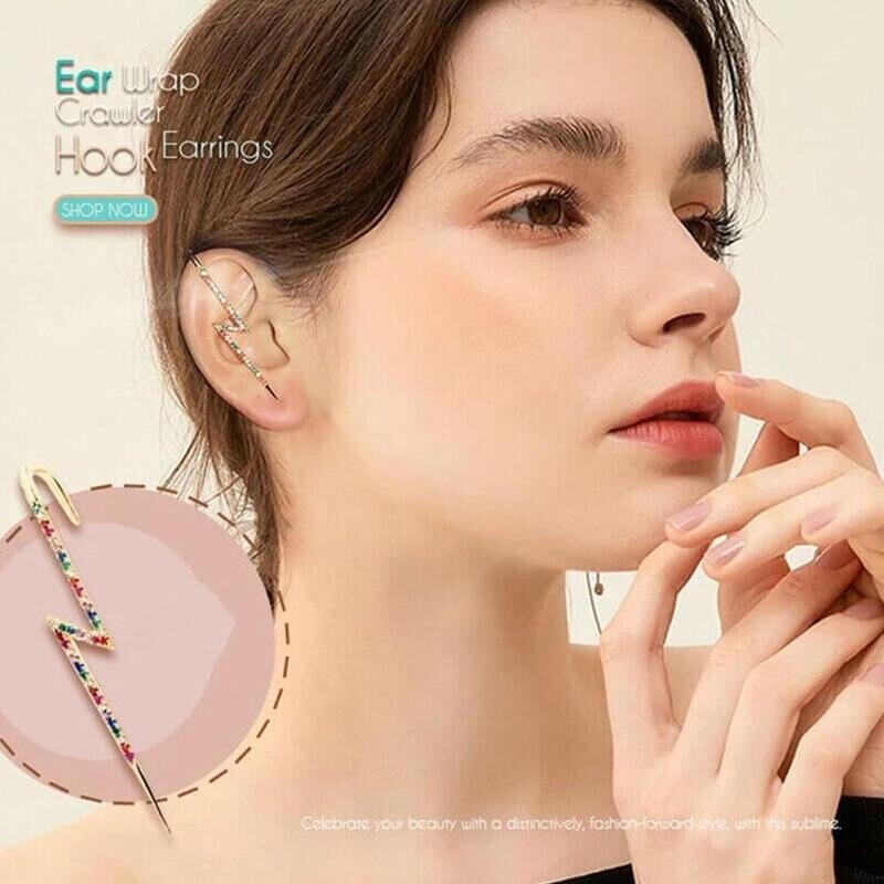 1pc ear wrap crawler hook øreringe multi blomme clip øreringe luksuriøse falske øreringe kvinder smykker crawler hook øreringe