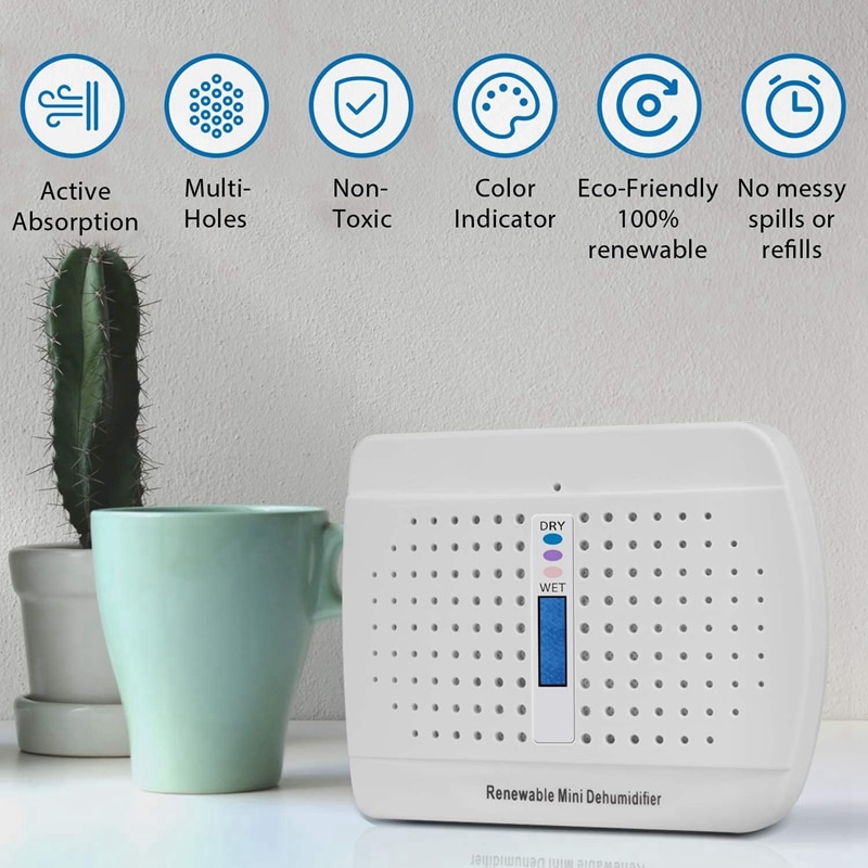 Mini Dehumidifier Rechargeable Dehumidifier Frigidaire Small Space Air Dryer for Car Home Bedroom Kitchen Office: US Plug