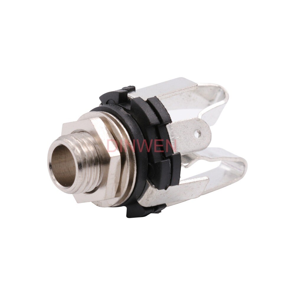 1/4 "6.35 Mm Mono Gitaar Bas Hoofdtelefoon Jack Socket Connector Pcb Panel Mount Met Schakelaar Nikkel Plaat Messing 1 pc