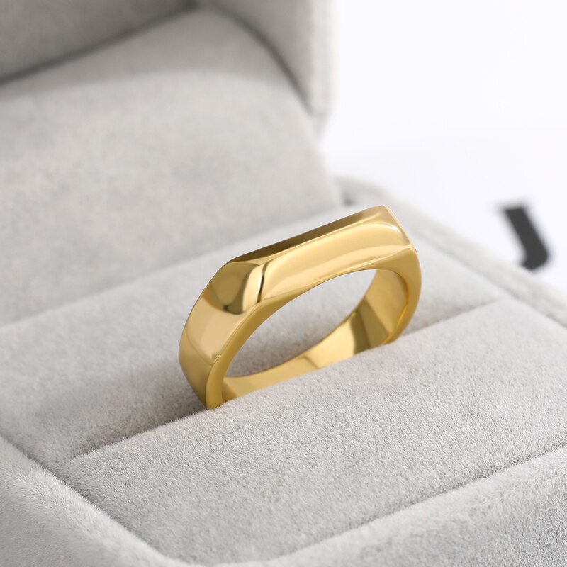 Roestvrij Staal Onregelmatige Gouden Ring Gothic Geometrische Ringen Voor Vrouwen Mannen Boho Mode-sieraden Bague Femme