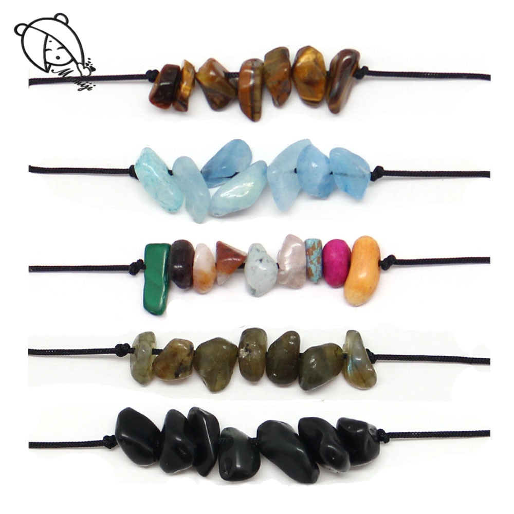 Momiji All Handmade Natural Stone Friendship Bracelet Women Girl Bohemian Rope Chain Irregular Stone Wedding Charm Bracelet