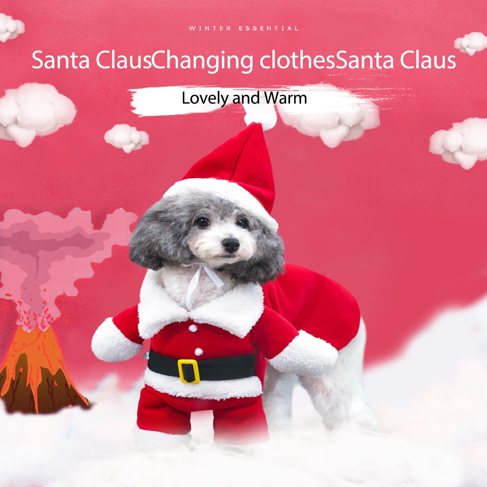 Hond Kerst Kerstman Stijl Getransformeerd Jas Katoen Mode Warme Jas Hond Kleding Voor Kleine Honden Одежда Для Собак
