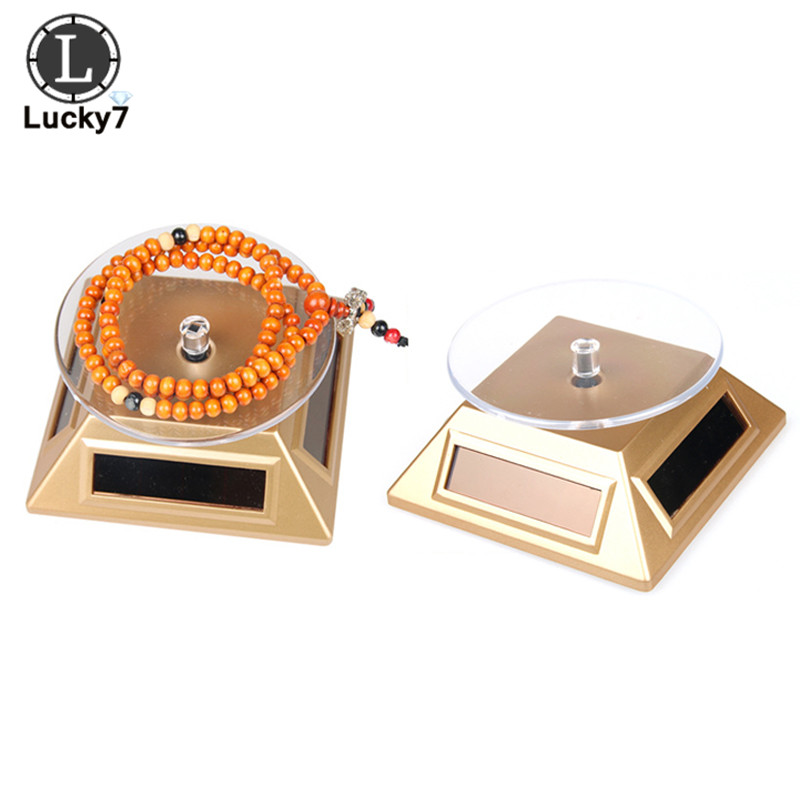 Solar Showcase 360 Turntable Rotating Jewelry Watch Ring Phone Stand Display Jewelry Organizer Hard Display Stand 4 Colors