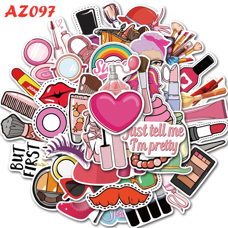 50/100Pcs VSCO Vinyl Stickers Girl Essential Stuff for Water Bottles Stickers Suitable for Photo Luggage Laptop Trendy Stickers: AZ097x 50PCS