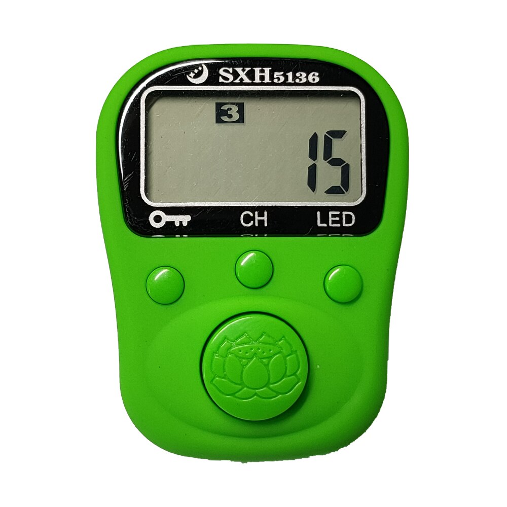 6 Digitale Lcd Elektrische Hand Tally Ring Teller Oplaadbare Batterij Led Licht 5 Kanalen Key Lock Functie Geschenkdoos Verpakking: Green