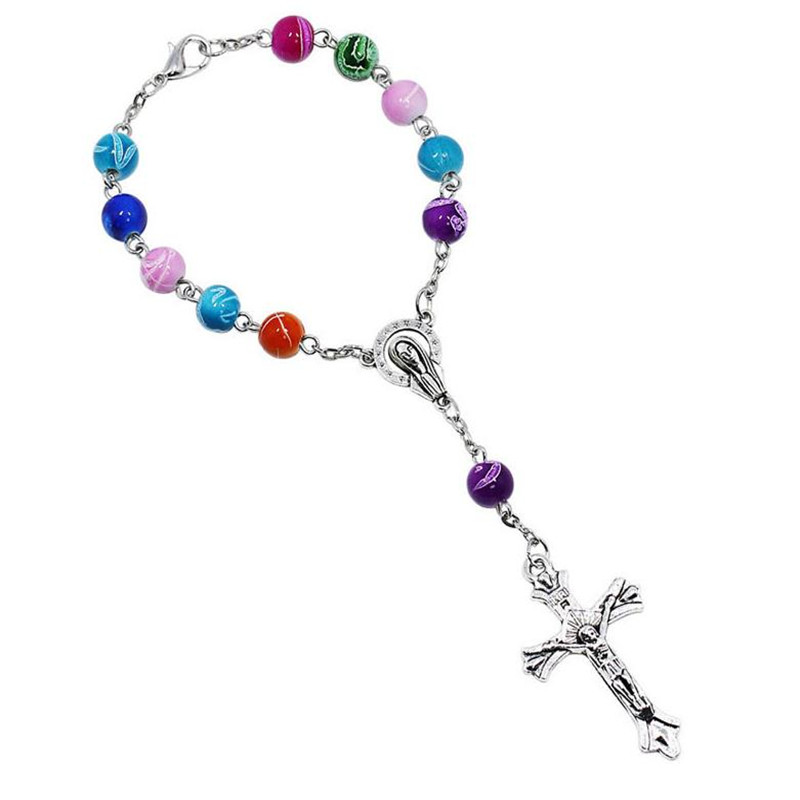 10 stk top akryl perler katolsk rosenkrans armbånd kvinder religiøse jesus krucifiks armbånd