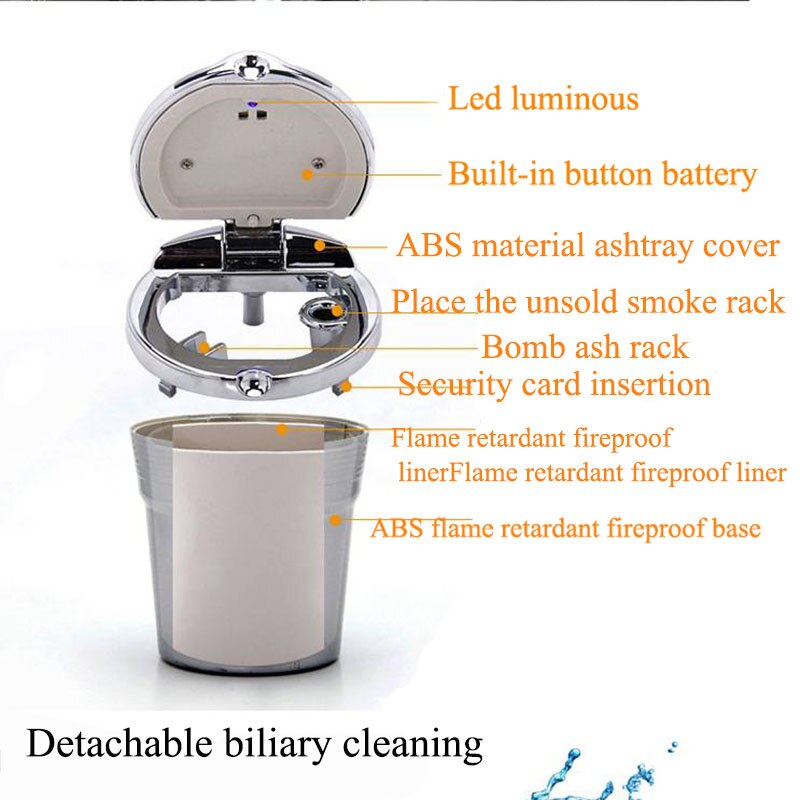 Accesorios de coche para Dacia Duster Logan Sandro Stepway Mcd 2 Dokker BMW e46 GT, Cenicero portátil con luz LED