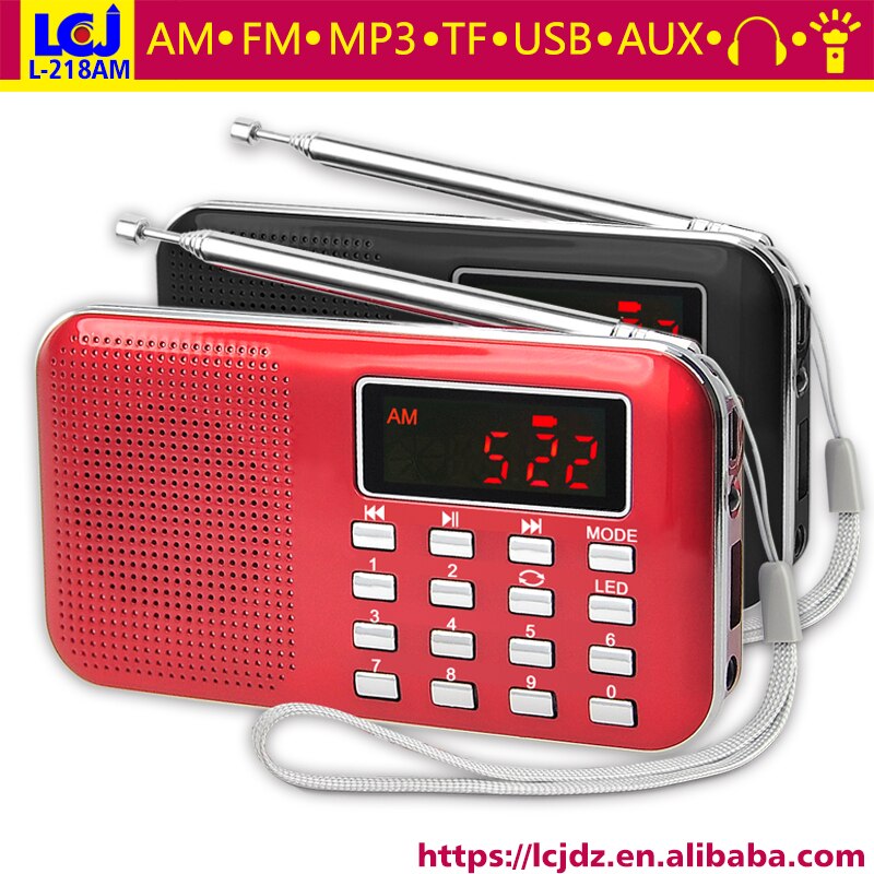 L-218AM Portable usb micro sd card reader multi band digital auto radio scanner fm am pocket radio with mini speaker mp3 player
