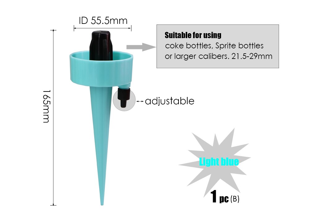 Dispositivo automático de riego por goteo MUCIAKIE, bonsái para el hogar para interiores y exteriores, Micro gotas ajustables DIY, pinchos de agua, riego de plantas y macetas: Light Blue x1pc