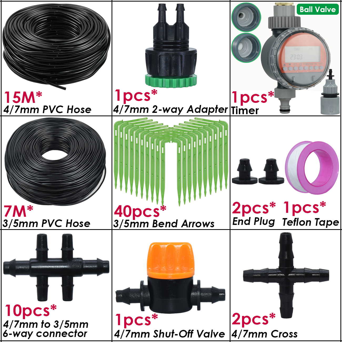 KESLA Garden Automatic DIY Watering Drip Irrigation System Dripper Kit 4/7mm to 3/5mm Hose Pot Bonsai Plant Balcony Greenhouse: WHITE