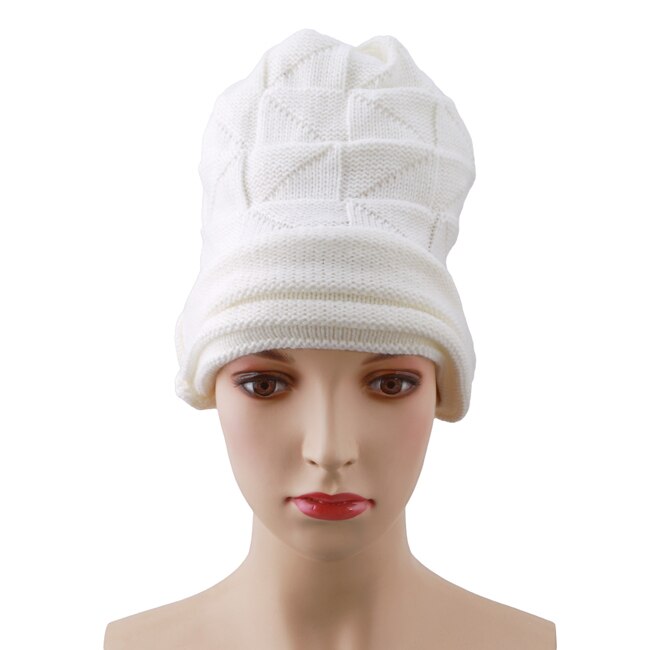 Efterår vinter cykelhuer hat unisex strikket skullies afslappet kasket ensfarvet unisex feminin gorro touca kasket: Hvid