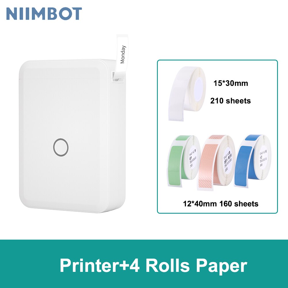 Niimbot D110 Label Maker Machine Mini Pocket Thermal Label Printer All in One BT Connect Prince DIY Date Sticker Label Machine: White-set 3