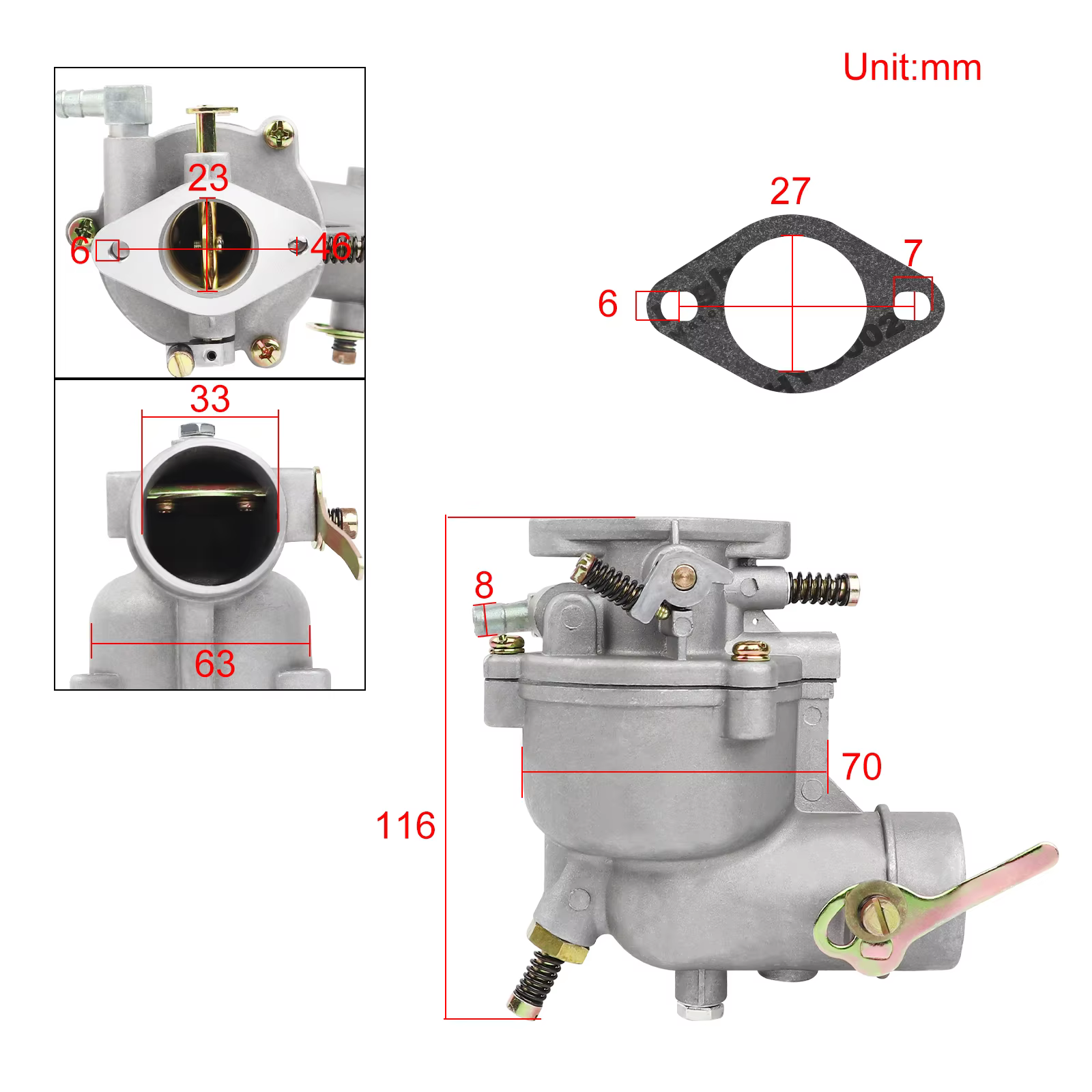 Carburetor for Briggs & Stratton Engine 390323 394228 398170 7HP 8HP 9HP Horizontal Troybilt Watt Generator Toro Snowblower Carb: army green