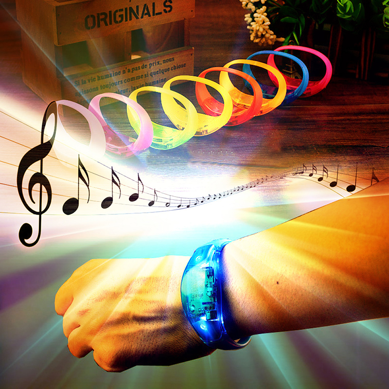 Lichtgevende Led Armband Geluid Trillingen Luminescentie Siliconen Armband Verjaardag Festival Party Verlichting Polsband