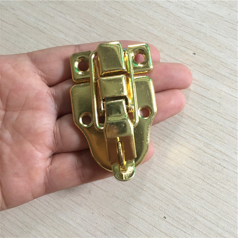 Vintage Lock Antieke Metalen Sieraden Borst Geschenkdoos Koffer Case Gespen Toggle Hasp Klink Catch Sluiting Meubels Hardware: Goud