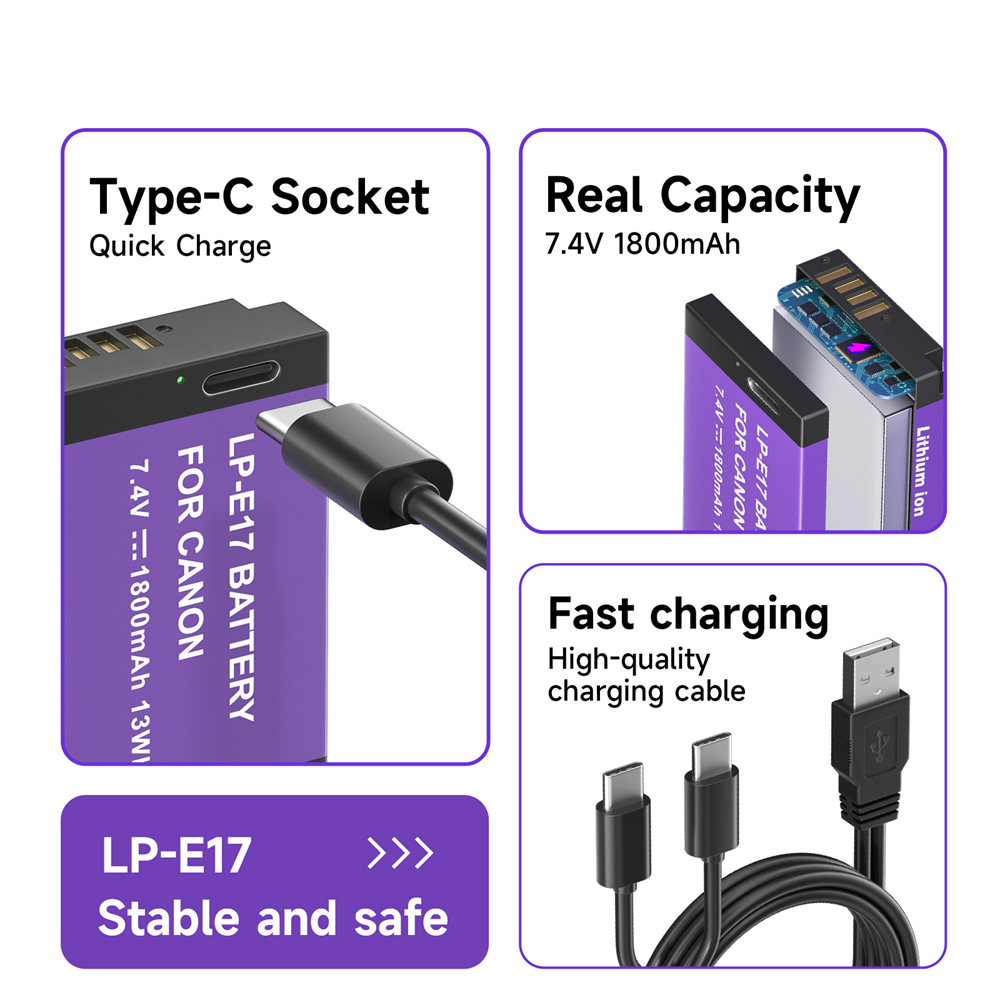 PALO-Batería de cámara LP-E17 LPE17 LP E17, cargador multifuncional para Canon EOS R8 RP 200D 250D M3 M5 750D 760D T6s 800D