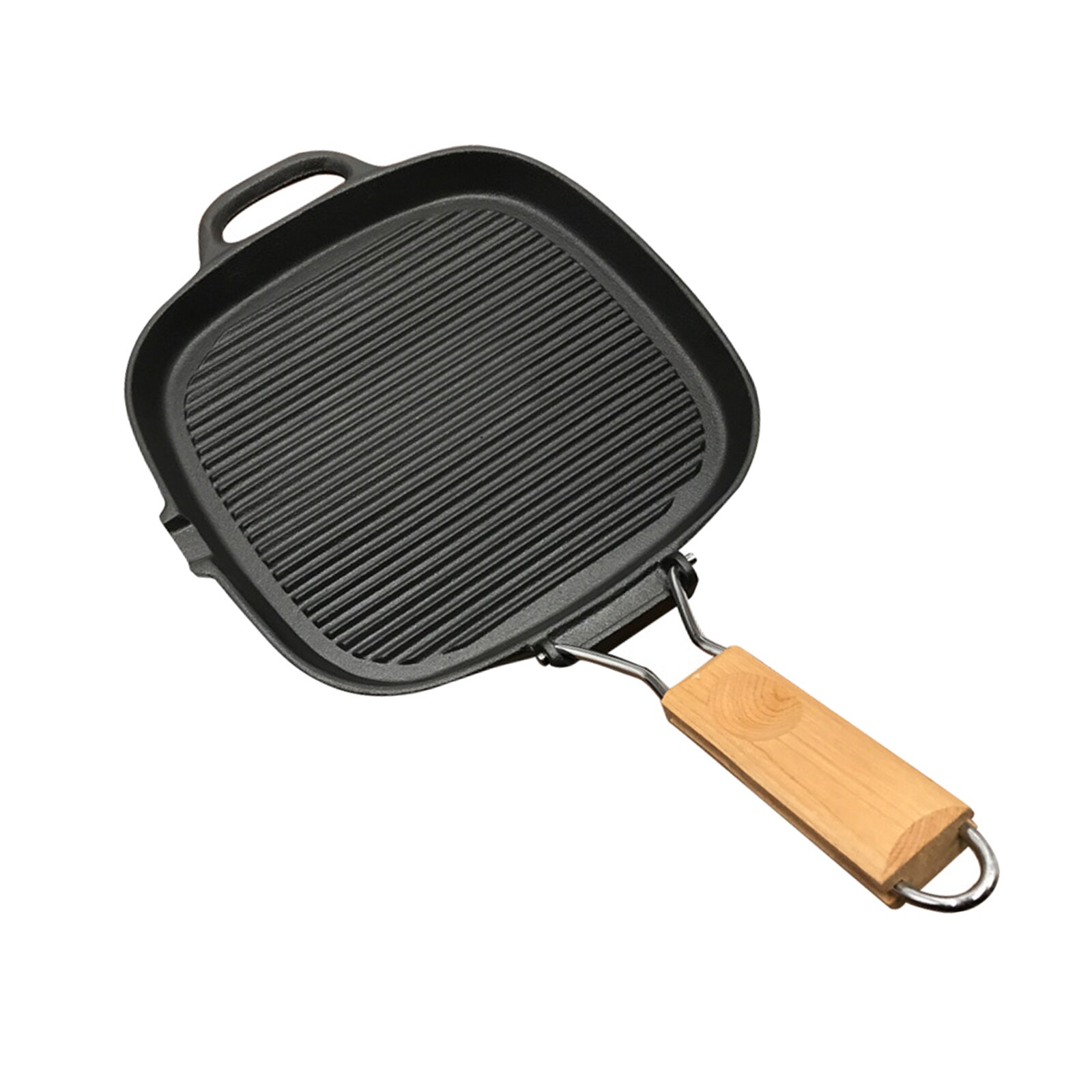 Grill Pan Large Cast Iron Nonstick Frying Pan Meat BBQ Griddle Cooking Pan
