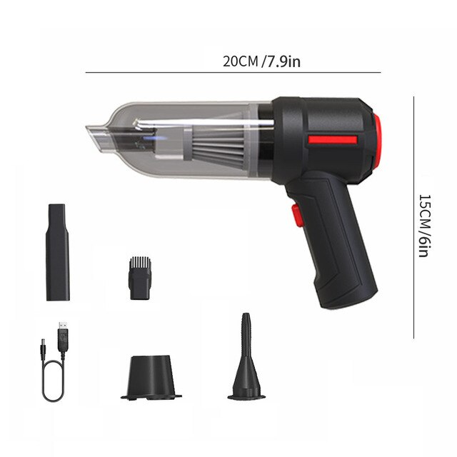 4-In-1 Draadloze Air Duster Usb Dust Blower Handheld Dust Collector Oplaadbare 9000Pa Portable Voor Pc laptop Auto Schoon Toetsenbord: 9000pa Black