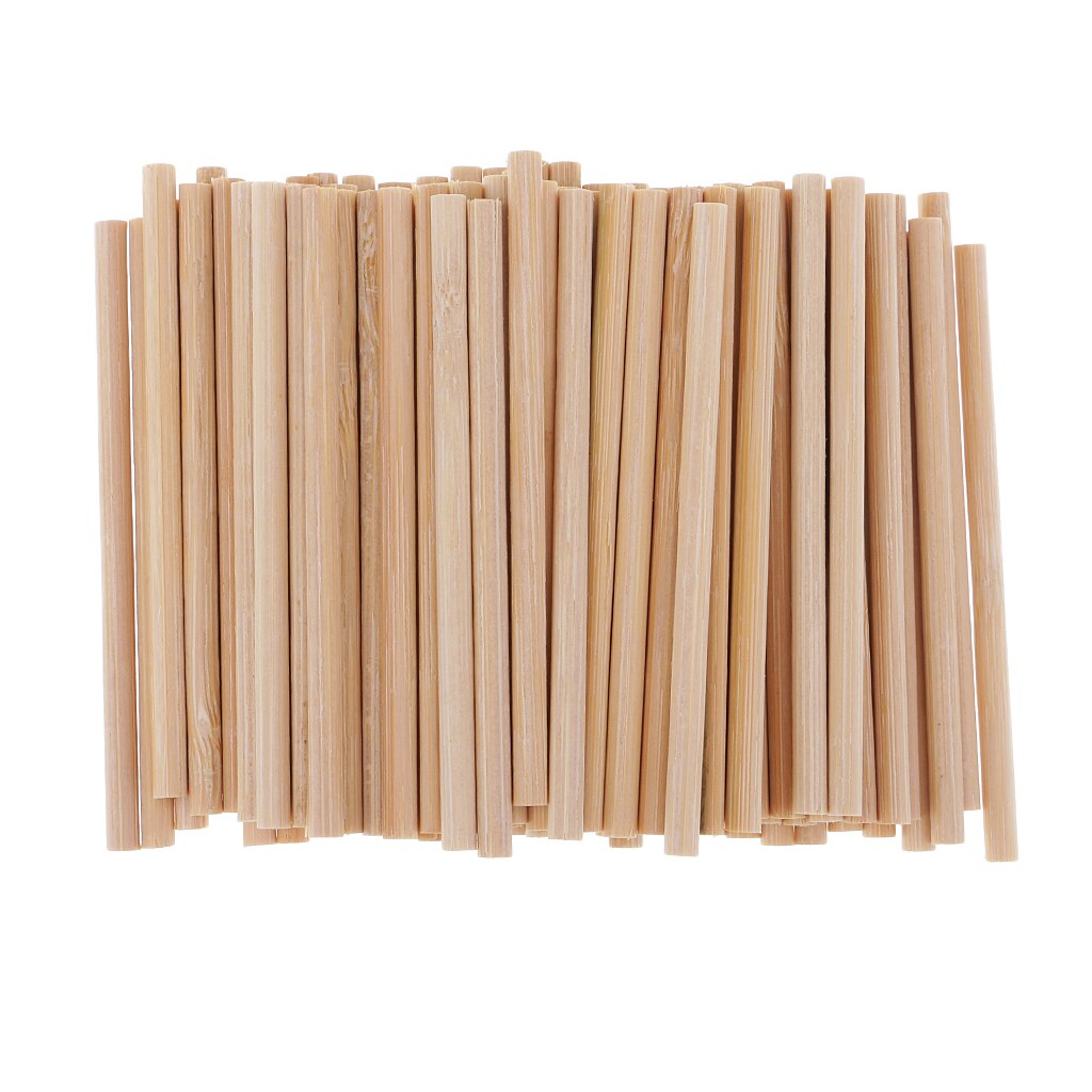 Rund blank oavslutad bambu trä trä lolly klubba stick dowel rod pole för woodcraft hobbyer diy hantverk: 100 stycken 75mm