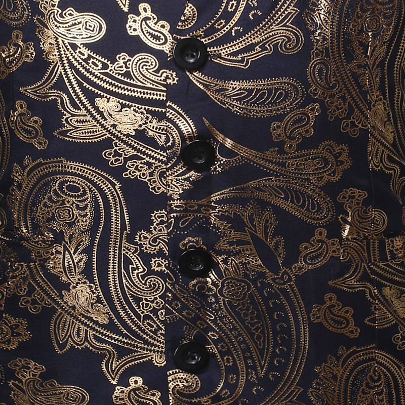 Guld paisley steampunk jakkesæt vest mænd gilet homme kostume slim fit enkeltradet vest mænd dj club party smoking veste mænd