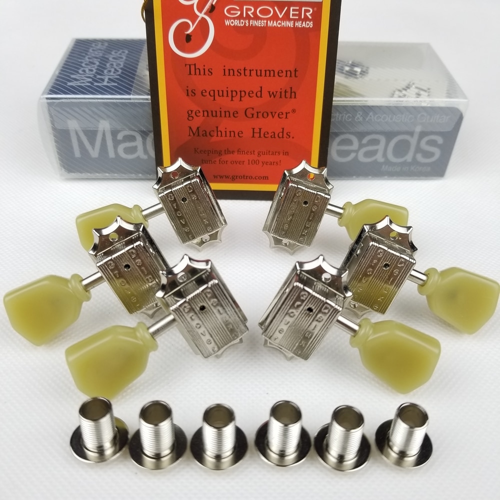Echt Grover Stemsleutels Deluxe Vintage Stijl Gitaar Machine Heads Tuners Voor 10 Mm Lespaul Gitaar Chroom Zilver Gemaakt In china